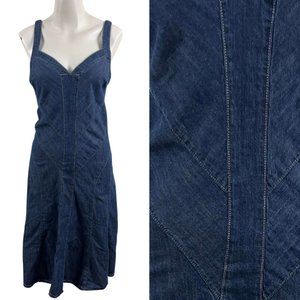 Lauren Ralph Lauren Denim Fit & Flare Sleeveless Asymmetric Seam Dress Size: 8